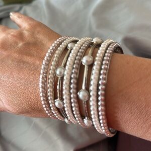 8 Pearl Stacking Bangle Bracelets